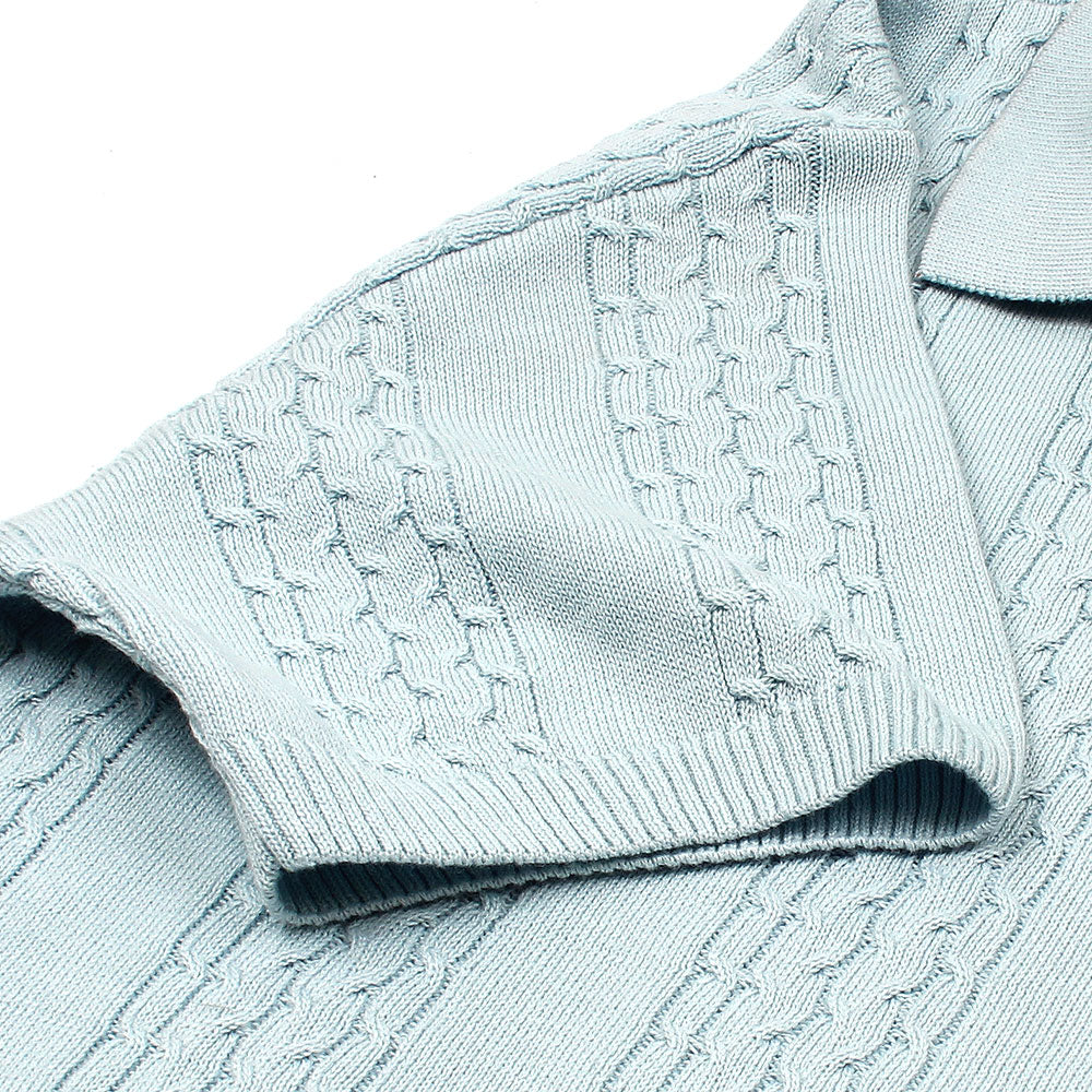 ZRA PREMIUM CABEL-KNIT V NECK POLO SKY BLUE