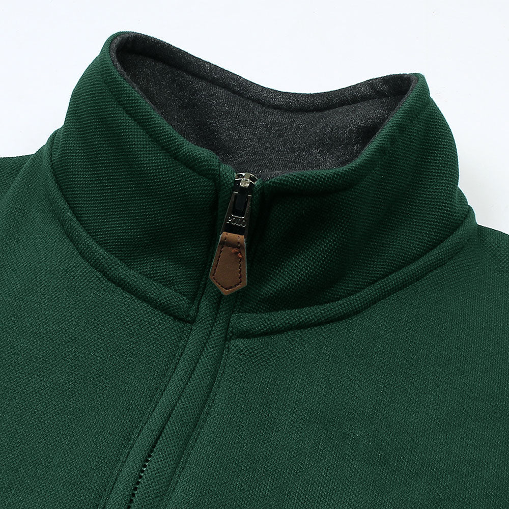 R-L MEN PREMIUM PK FLEECE MOCK ZIPPER DK-GREEN