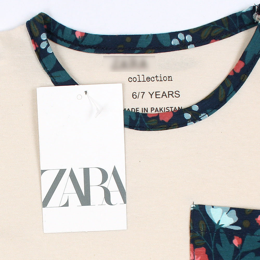 ZRA PREMIUM GIRLS FLORAL TWILIGHT BLUE FROCK