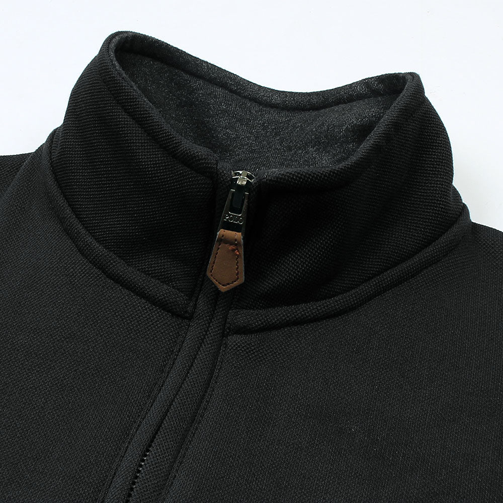 R-L MEN PREMIUM PK FLEECE MOCK ZIPPER BLACK