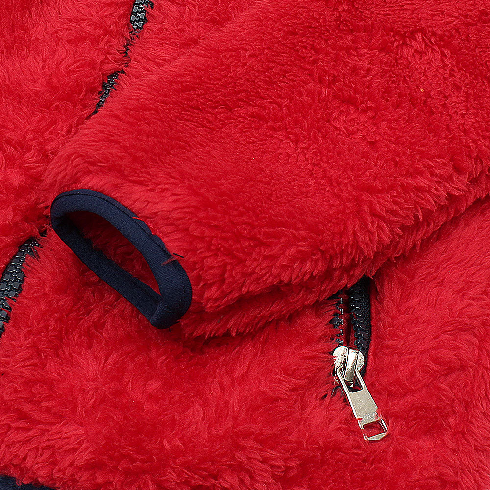 IMPORTED RLPH LURN KIDS PREMIUM HOODED SHERPA FLEECE RED