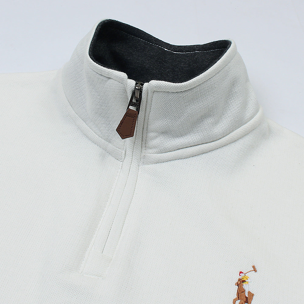 R-L MEN PREMIUM PK FLEECE MOCK ZIPPER WHITE