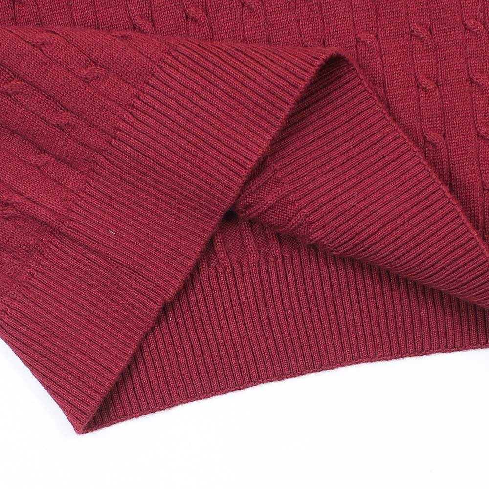 ZRA PREMIUM CABLE KNIT HENLEY MEN ROYAL MAROON