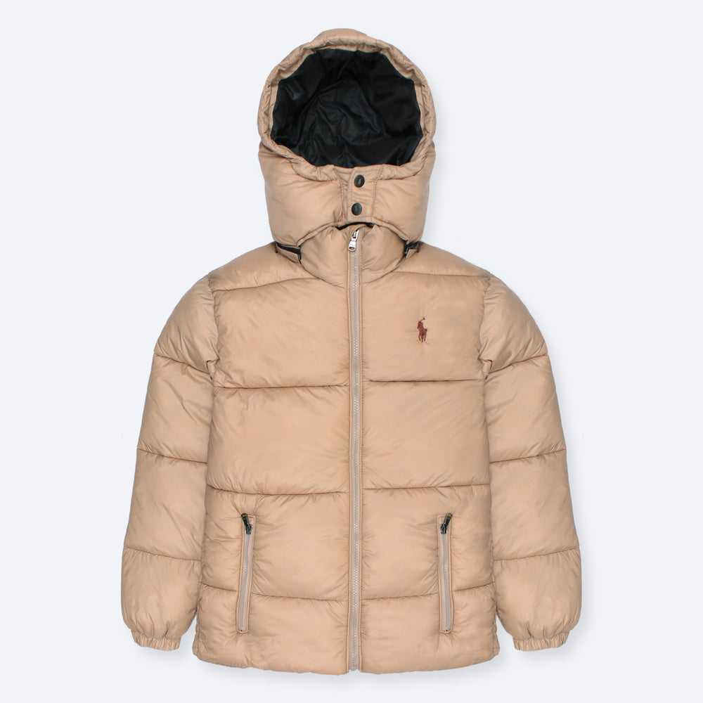 RL PREMIUM MEN DOWN HOODED PUFFER BEIGE