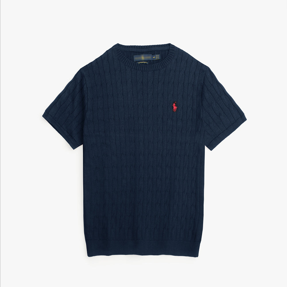 RL MEN COTTON PREMIUM IVY CREW CABLE KNIT NEAVY