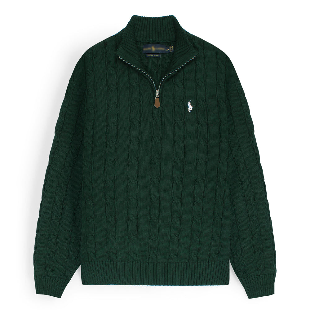 RL PREMIUM ROYAL KNIT MEN CLAS ZIPPER DK-GREEN