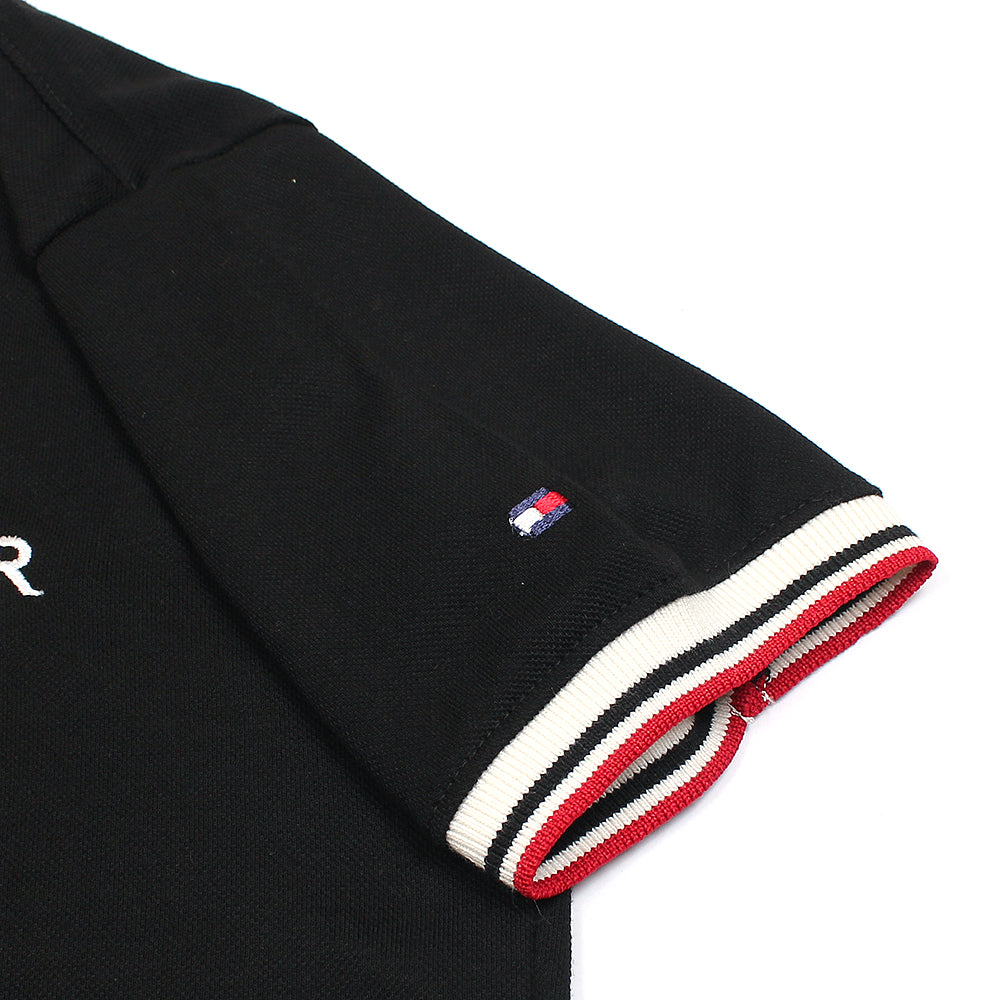 T-H MEN POLO SHIRT CONTRAST COLLAR BLACK