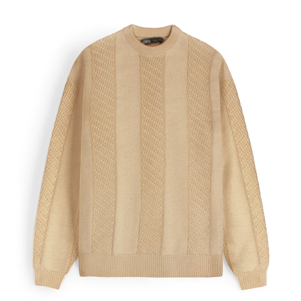 ZRA PREMIUM OLD MONEY TEXTURED CREW-KNIT MEN CAMEL