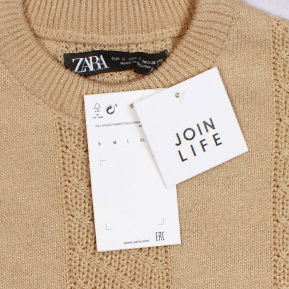 ZRA PREMIUM OLD MONEY TEXTURED CREW-KNIT MEN CAMEL