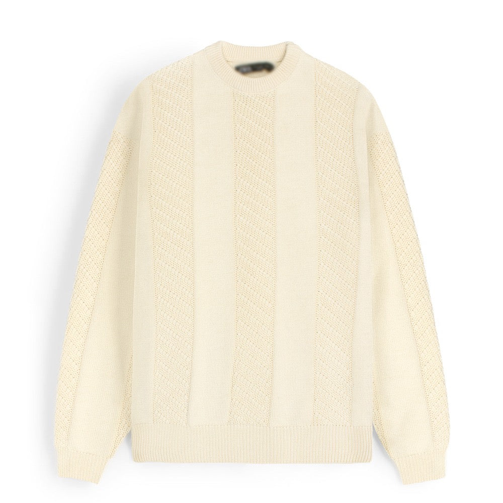 ZRA PREMIUM OLD MONEY TEXTURED CREW-KNIT MEN OFF WHITE