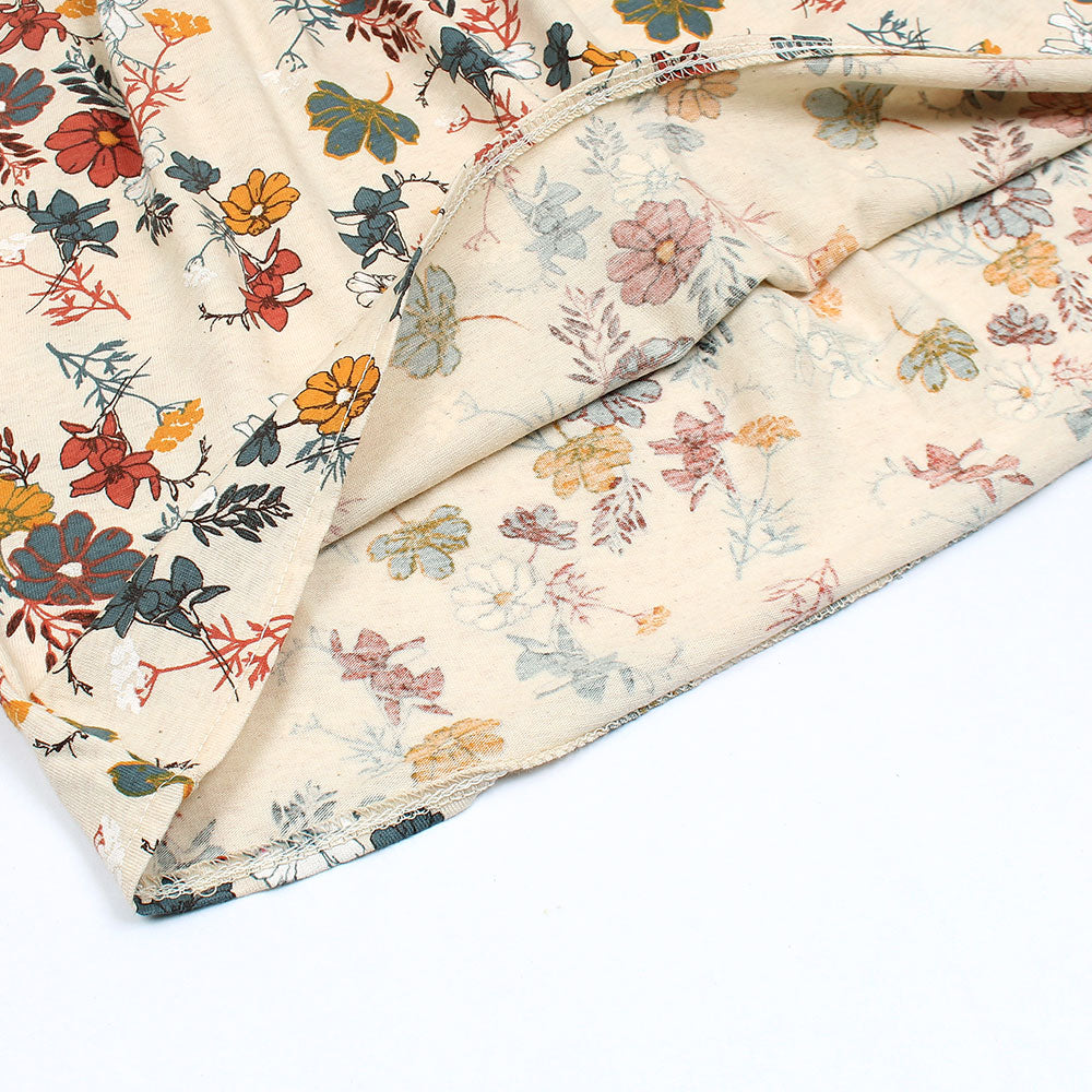 ZRA PREMIUM GIRLS FLORAL PALE BROWN FROCK