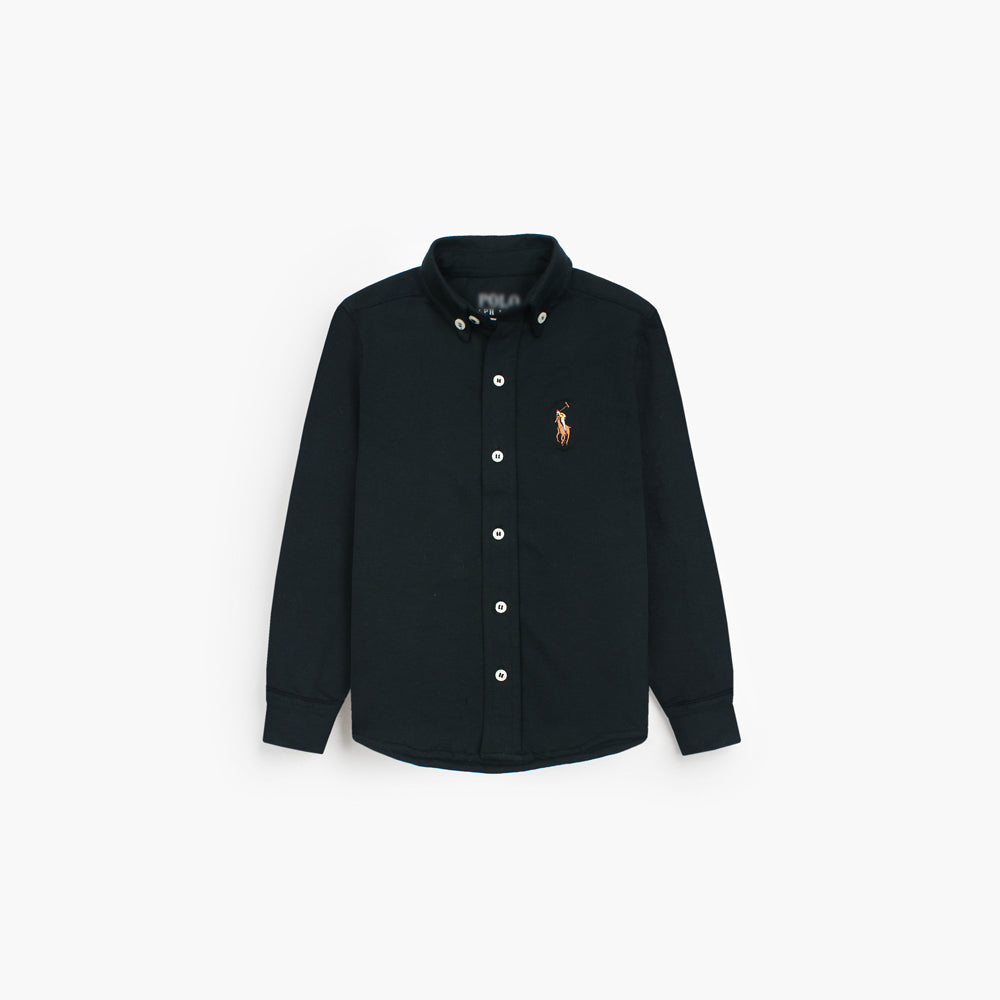 RL PREMIUM MULTI PNY KIDS CASUAL DRESS SHIRT BLACK