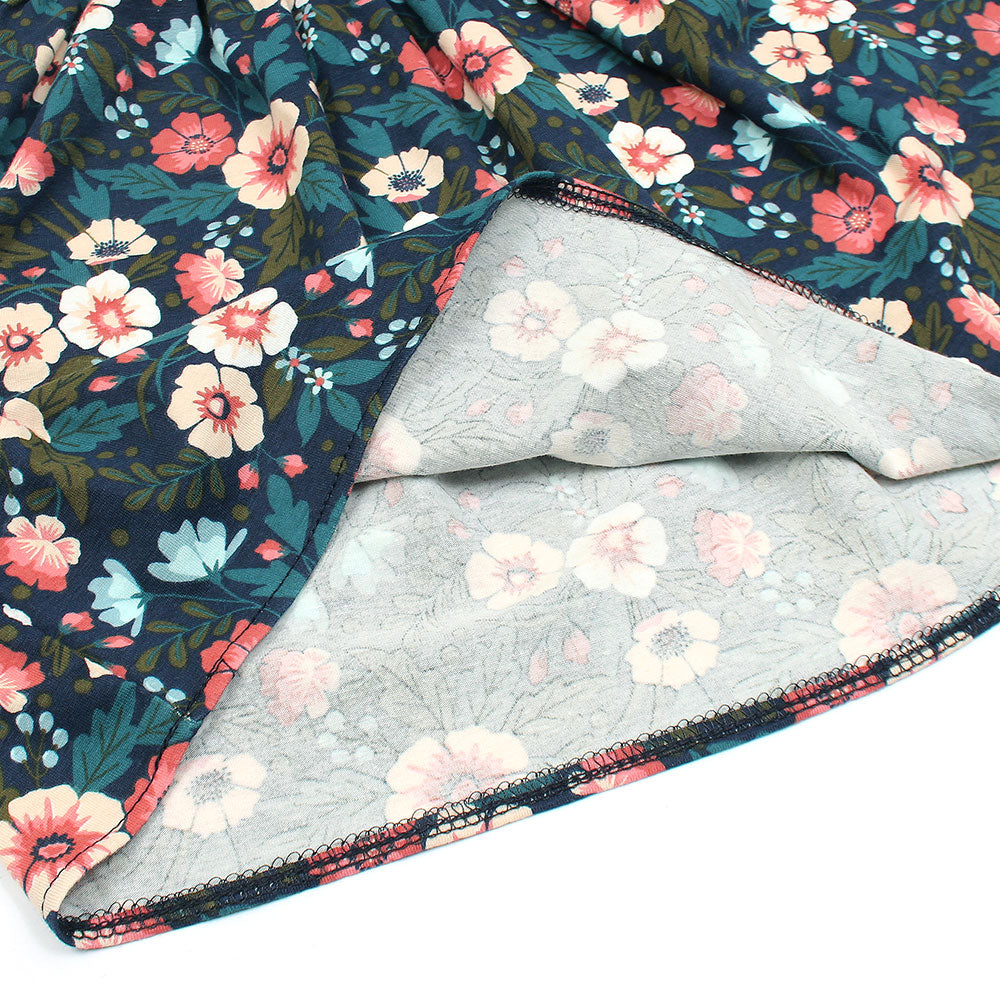 ZRA PREMIUM GIRLS FLORAL TEALISH NEAVY FROCK