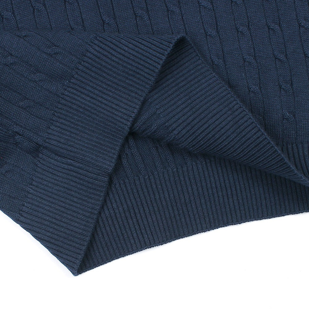 ZRA PREMIUM CABLE KNIT HENLEY MEN ROYAL NAVY