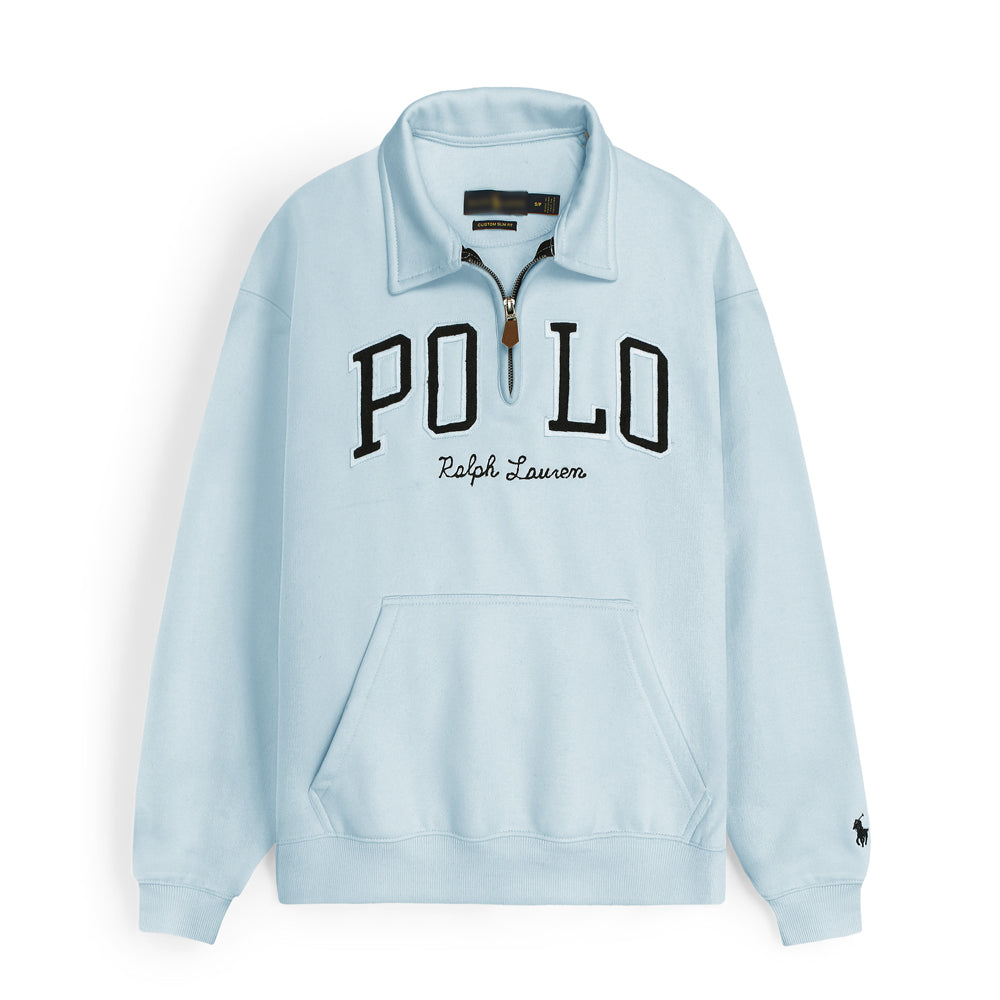 RL POLO SCRIPT COLLARED QUATER ZIP SWEATSHIRT SKY