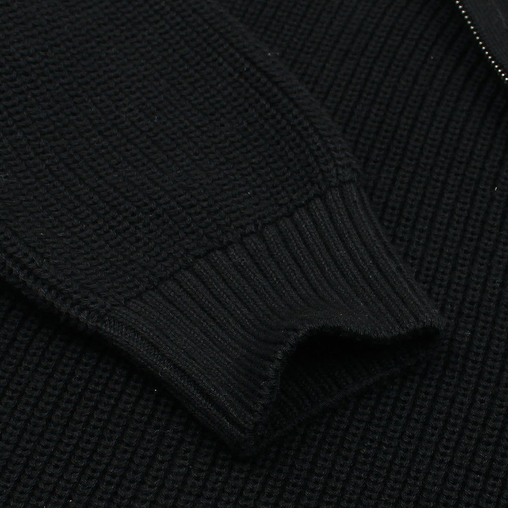 ZRA MEN SUPREME CASHMERE ZIPPER CABLE KNIT BLACK