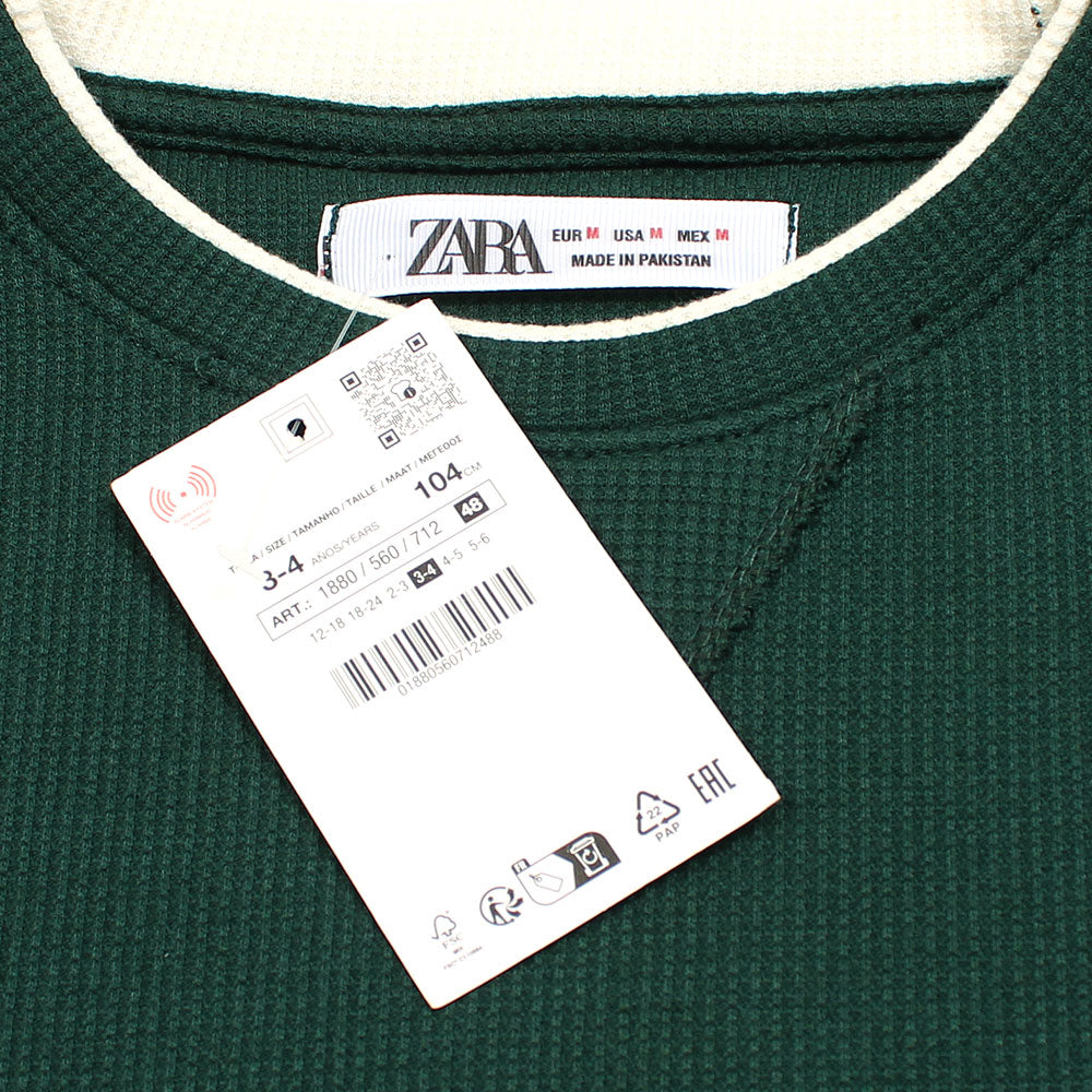 ZRA PREMIUM CONTRAST TRIM SWEAT SHIRT DK GREEN