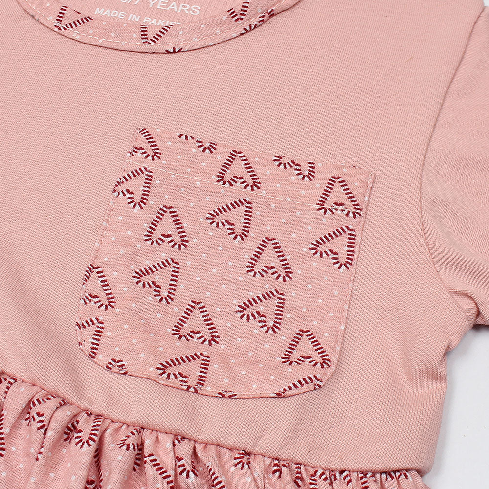 ZRA PREMIUM GIRLS FLORA CARVEN PINK FROCK