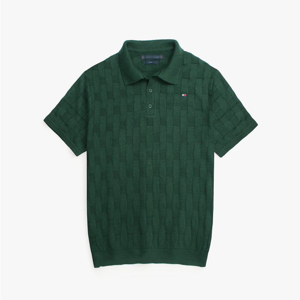 T-H MEN TACTILE PREMIUM CABLE KNIT DK GREEN