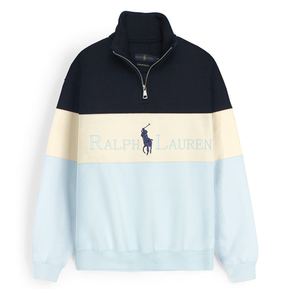 RLPH LURN PREMIUM FLEECE HERITAGE MOCK MEN ROYAL-SKY