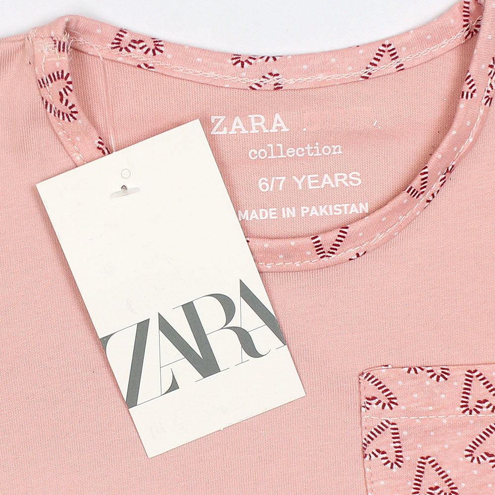 ZRA PREMIUM GIRLS FLORA CARVEN PINK FROCK