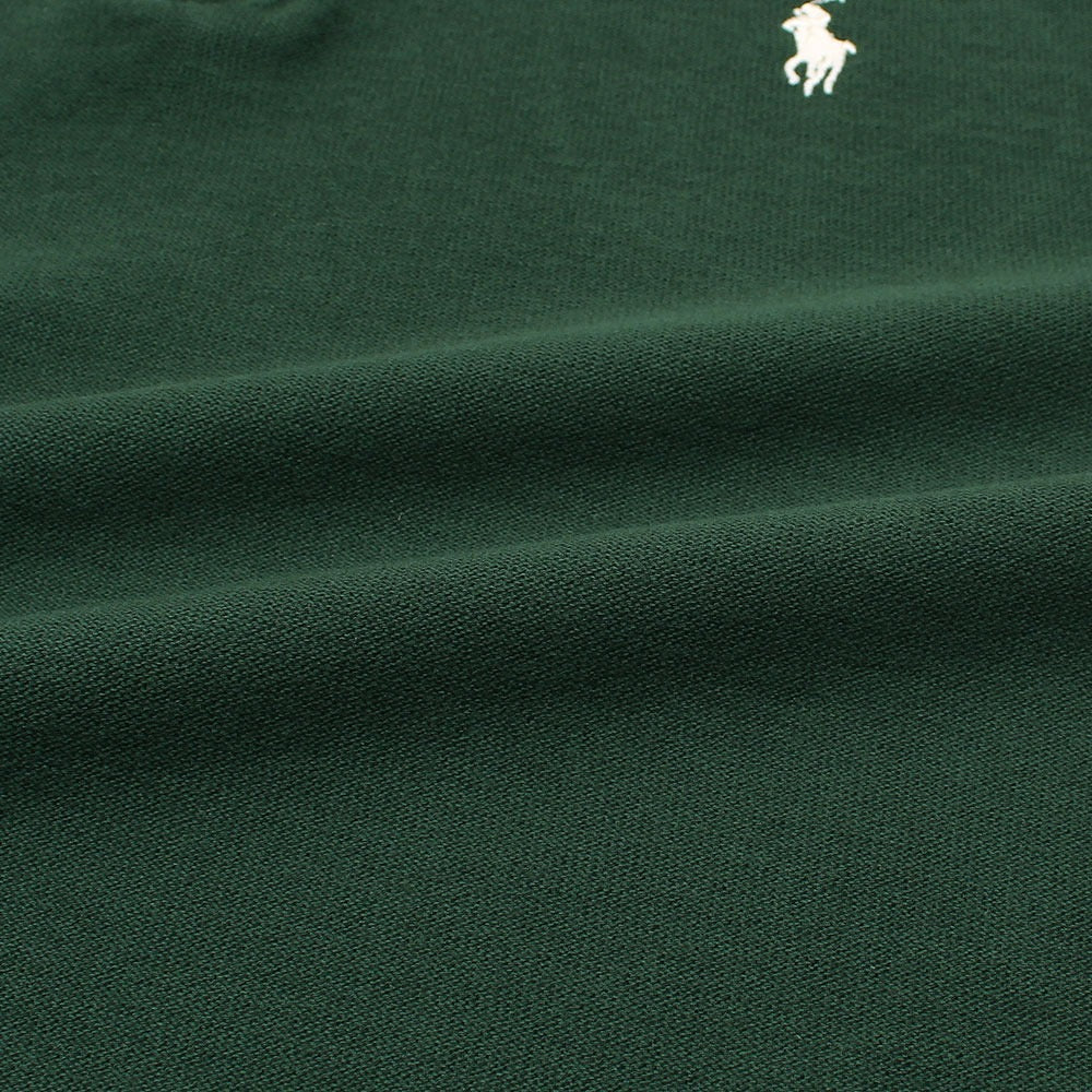 RL PREMIUM COTTON CABEL-KNIT ZIPPER POLO DK GREEN