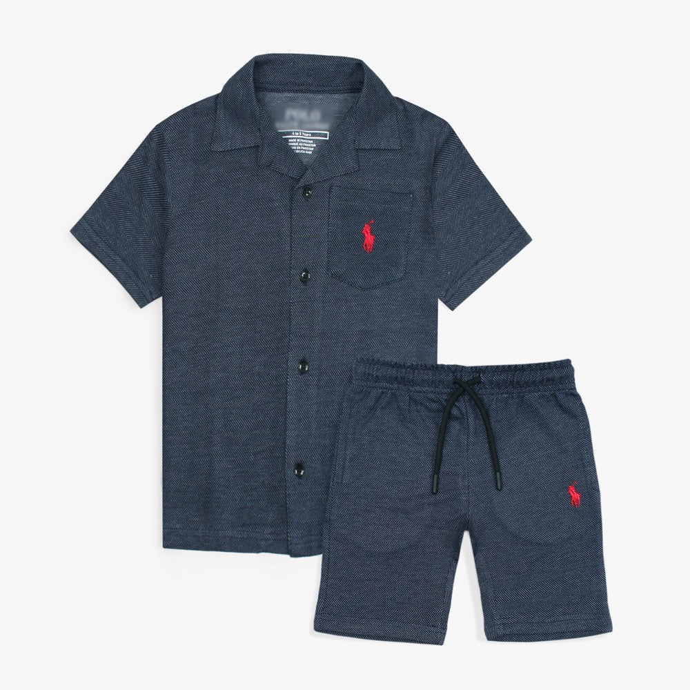 RLPH LURN PREMIUM KIDS TWIN SET BLU-RED PNY