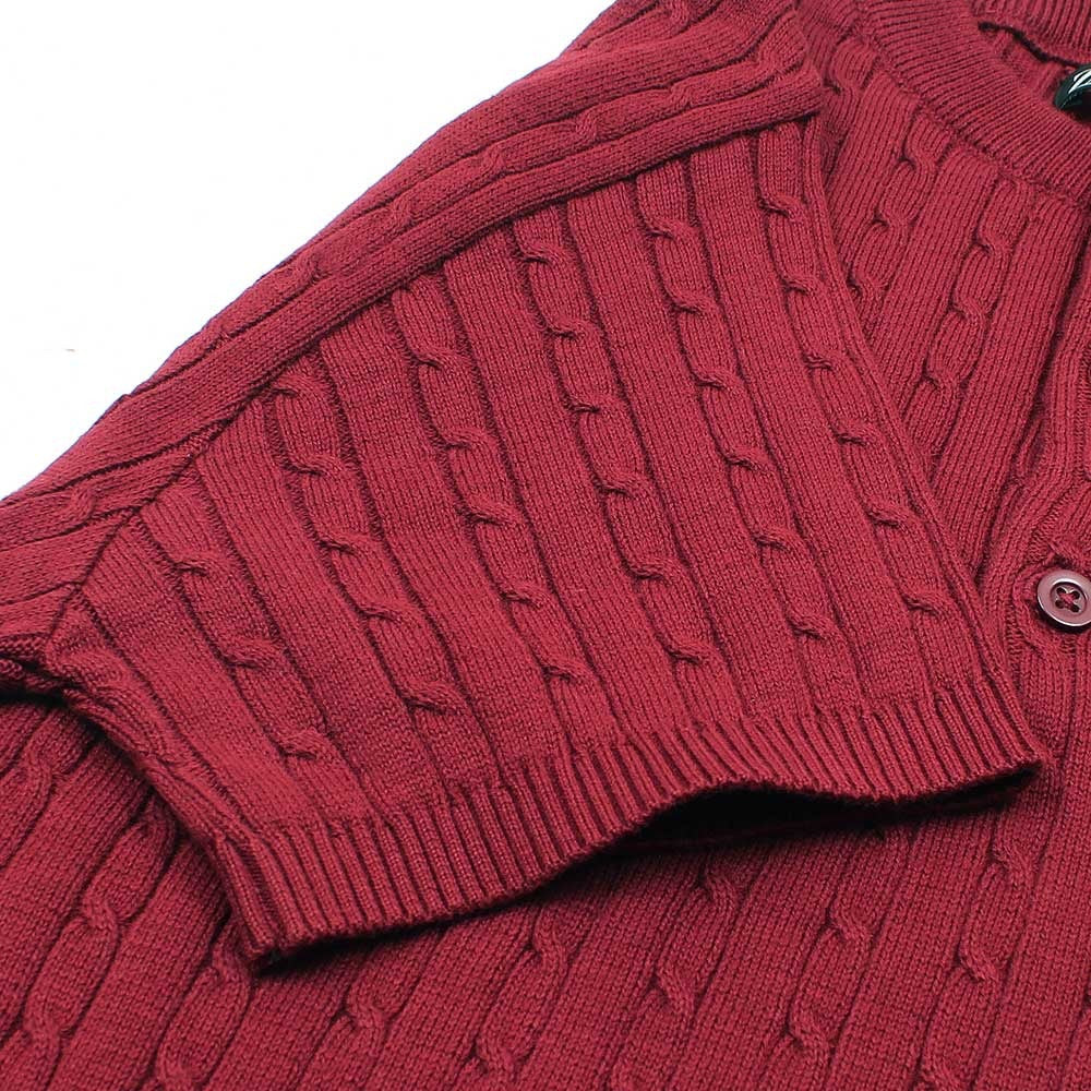 ZRA PREMIUM CABLE KNIT HENLEY MEN ROYAL MAROON