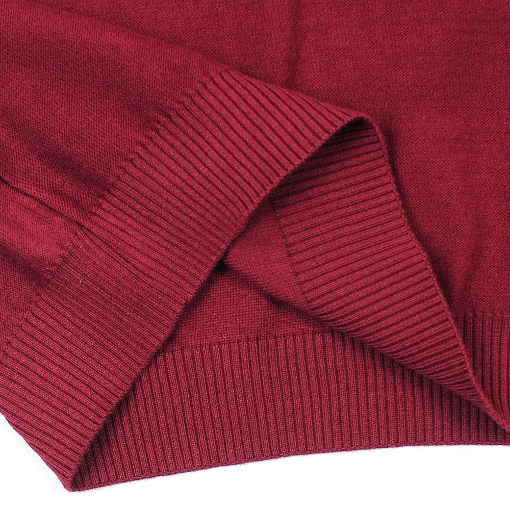 RL PREMIUM COTTON CABEL-KNIT ZIPPER POLO MAROON
